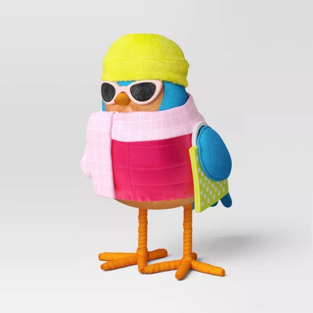 Featherly Friends nwt Merry' Fabric Christmas Bird Figurine Neon - Wondershop